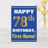 名刺とのはっきりしたで、青く、フェイクな金ゴールドの第78誕生日 カード (黄色い花)