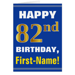 名刺とのはっきりしたで、青く、フェイクな金ゴールドの第82誕生日