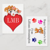 名刺にバレンタインのミニカード ノートカード (正面/裏面)