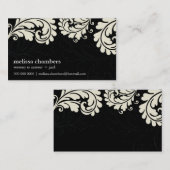 名刺のかわいらし華はっきりしたやかなアイボリーブラック 名刺 (正面/裏面)