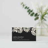 名刺のかわいらし華はっきりしたやかなアイボリーブラック 名刺 (スタンド正面)