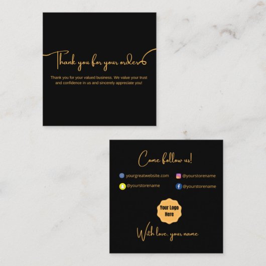 名刺のご注文ありがとうございます スクエア名刺 (正面/裏面)