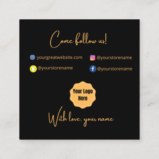 名刺のご注文ありがとうございます スクエア名刺 (裏面)