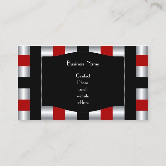 名刺のエレガントでストライプで赤く白い黒 名刺 (裏面)