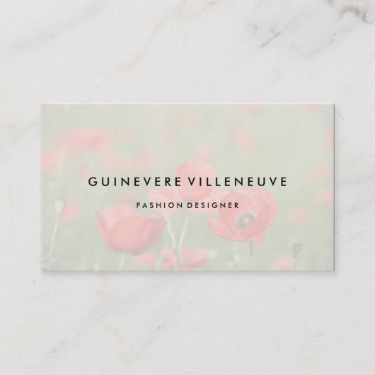 名刺のカスタマイズ可能でロマンチックなケシの花 名刺 (正面)