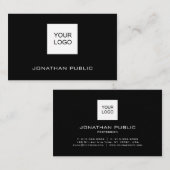 名刺のカスタム追加ロゴのモダン白黒 名刺 (正面/裏面)