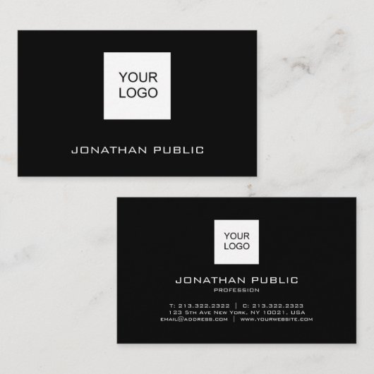 名刺のカスタム追加ロゴのモダン白黒 名刺 (正面/裏面)
