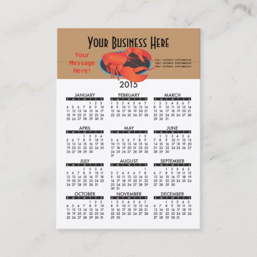 名刺のカレンダーのシーフードのレストラン 名刺 (正面)