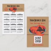 名刺のカレンダーのシーフードのレストラン 名刺 (正面/裏面)