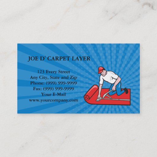 名刺のカーペットの層のフィッターの労働者の漫画 名刺 (正面)