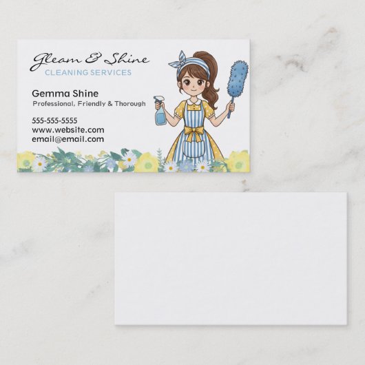 名刺のクリーニング – Cartoon Cleanerフローラ 名刺 (正面/裏面)