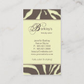 名刺のシマウマの美容院のYlwの動物の暗灰色 名刺 (裏面)