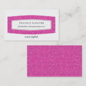 名刺のシンプルパネモダンル熱ピンクグリッター 名刺 (正面/裏面)
