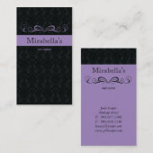 名刺のダマスク織の渦巻の紫色の黒 名刺 (正面/裏面)