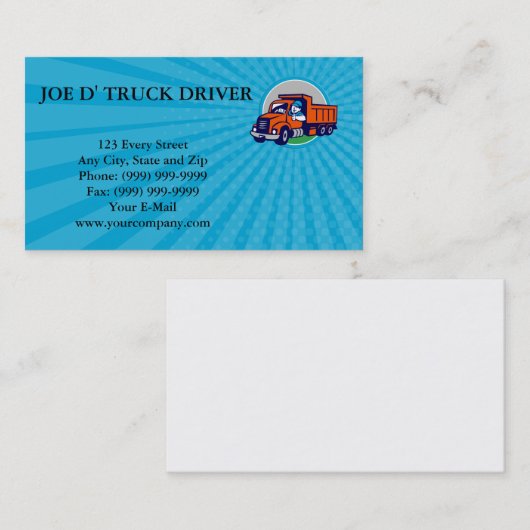 名刺のダンプトラックの運転者は円Cの上で手早くめくります 名刺 (正面/裏面)