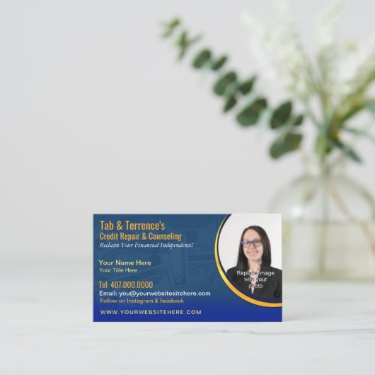 名刺のテンプレートに勧める信用修理 名刺 (スタンド正面)