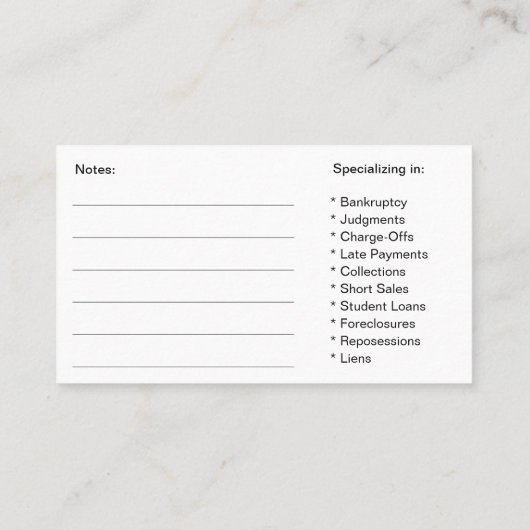 名刺のテンプレートに勧める信用修理 名刺 (裏面)