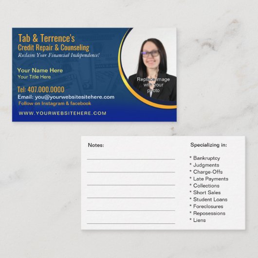 名刺のテンプレートに勧める信用修理 名刺 (正面/裏面)