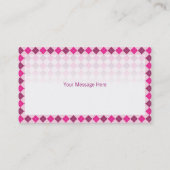 名刺のテンプレートの一般的なピンクのアーガイル 名刺 (裏面)