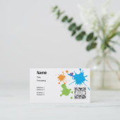 名刺のテンプレートの一般的なペンキの(ばちゃばちゃ)跳ねる 名刺 (スタンド正面)