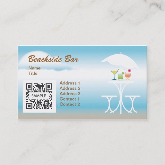名刺のテンプレートの海岸に位置するバー 名刺 (正面)