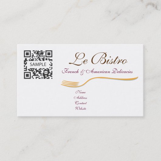 名刺のテンプレートの素晴らしい食事のフランス語 名刺 (正面)