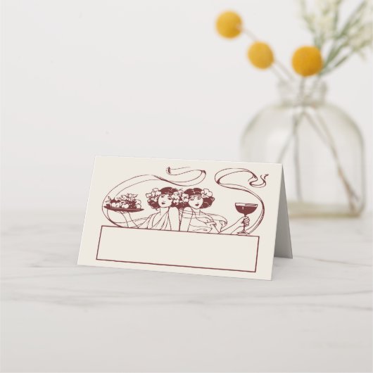 名刺のテー結婚ブルヴィンテージ プレイスカード (正面)