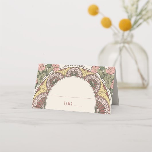 名刺のテー結婚ブルヴィンテージ プレイスカード (正面)