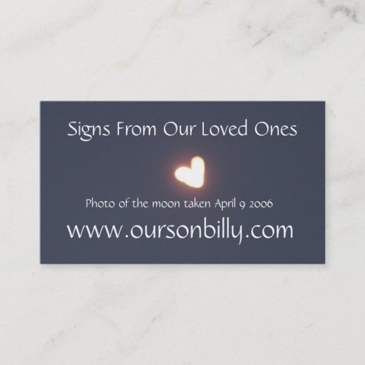 名刺のハート形の月 名刺 (正面)