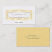 名刺のフレッシュシボパターン(の模様が)あるパネ黄 名刺 (正面/裏面)