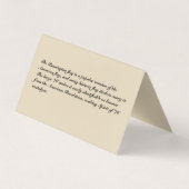 名刺のベニントンの旗- "テントスタイルカード" 名刺 (裏面)