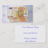 名刺のユーロ通貨 名刺 (正面/裏面)