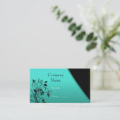 名刺の会社エレガントティール（緑がかった色）ブラックフローラ 名刺 (スタンド正面)