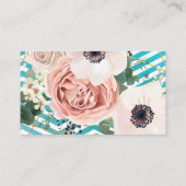 名刺の幾何学的バラ山形ティール（緑がかった色） 名刺 (裏面)