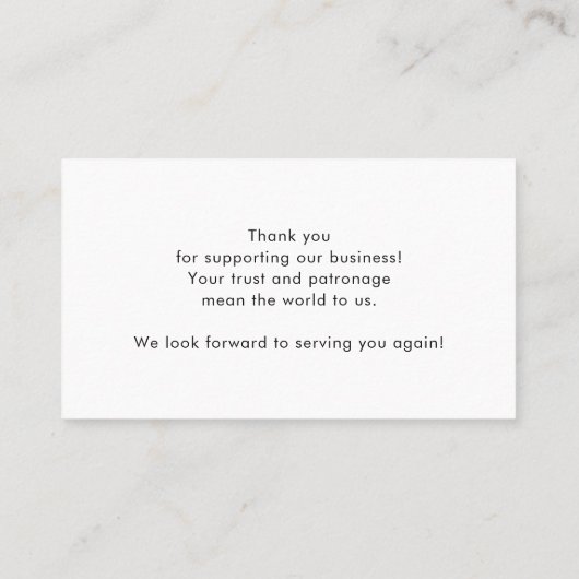 名刺の挿入に感謝 名刺 (裏面)