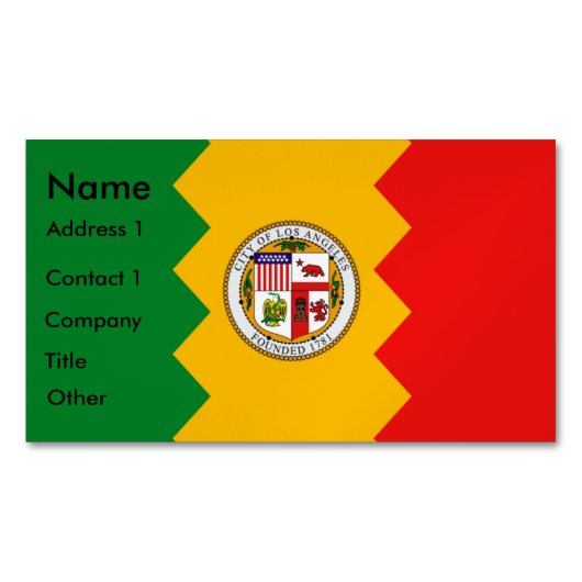 名刺の旗つきロサンゼルス磁石 マグネット名刺 (正面)