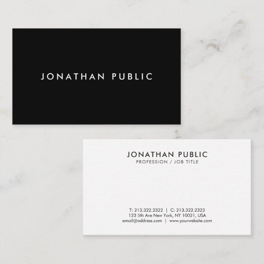 名刺の白黒エレガントシンプル 名刺 (正面/裏面)