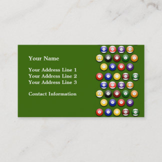 名刺の着色された番号を付けられた玉突の玉 名刺