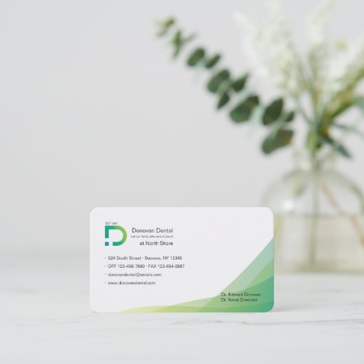 名刺の緑の色相 名刺 (スタンド正面)