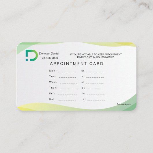 名刺の緑の色相 名刺 (裏面)