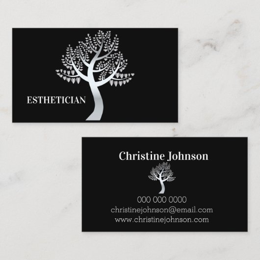 名刺の美しい黒い銀色の木  名刺 (正面/裏面)