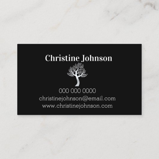 名刺の美しい黒い銀色の木  名刺 (裏面)