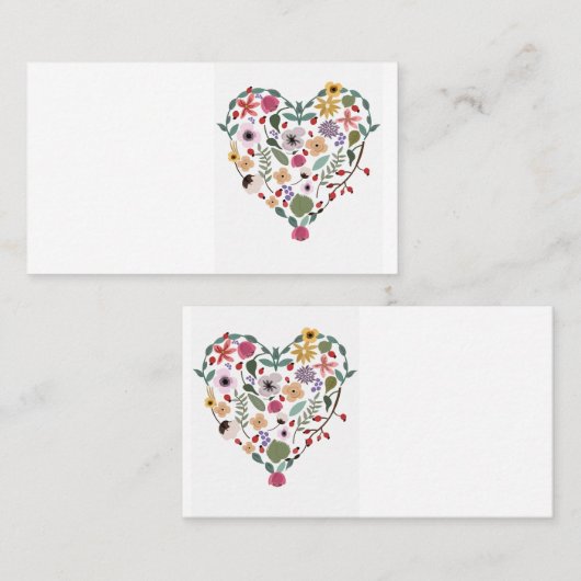 名刺の花のハートのイラストレーション 名刺 (正面/裏面)
