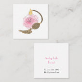 名刺の花屋の挨りだらけのピンクのバラの香水 スクエア名刺 (正面/裏面)