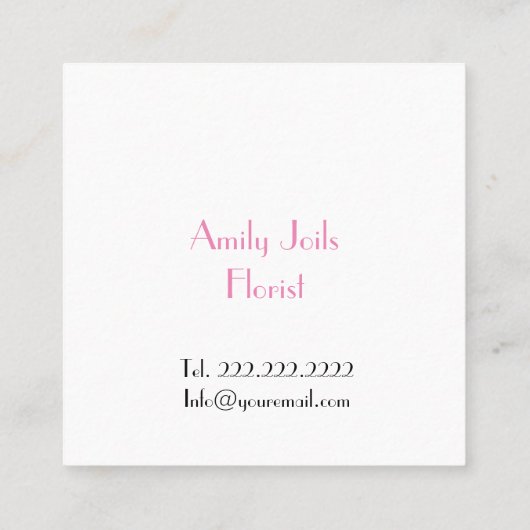 名刺の花屋の挨りだらけのピンクのバラの香水 スクエア名刺 (裏面)