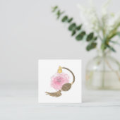 名刺の花屋の挨りだらけのピンクのバラの香水 スクエア名刺 (スタンド正面)