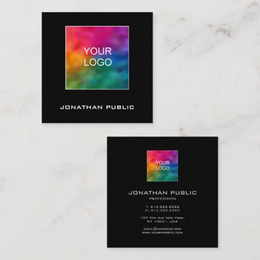 名刺の追加ロゴの四角をアップモダンロード スクエア名刺 (正面/裏面)