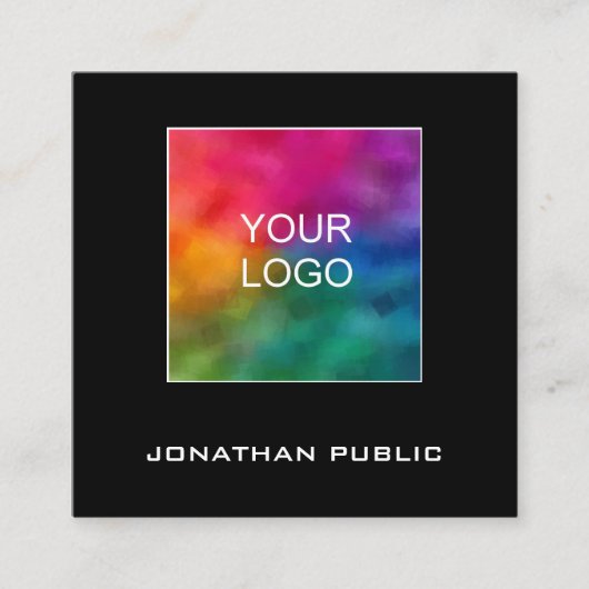 名刺の追加ロゴの四角をアップモダンロード スクエア名刺 (正面)