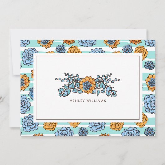 名刺の追加 |水彩多肉汁 ノートカード (正面)