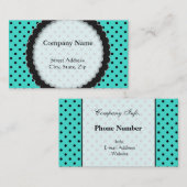 名刺の黒およびターコイズの水玉模様 名刺 (正面/裏面)